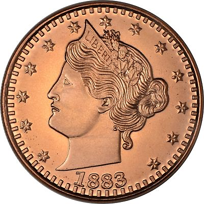 #ad 1 oz Copper Round 1883 Liberty V