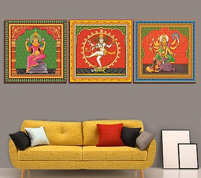 #ad Pattachitra Indian God Framed Wall Hanging Oil Art Print Decorative Gift Piece