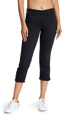 #ad NWT MOTHER Black Cropped Skinny Jeans Black MSRP $208