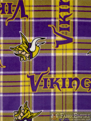 #ad NFL Minnesota Vikings Plaid Licensed Fleece Fabric SOLD BY THE YARD
