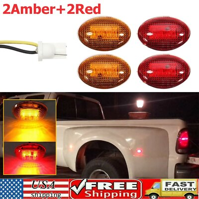 #ad 4PCS Amber Red Side Fender Marker Dually Bed LED Light For 99 10 Ford F350 F450