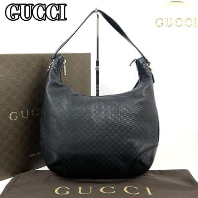 #ad GUCCI Hobo Sima Leather Handbag One Shoulder Bag Black 309618 #HB006