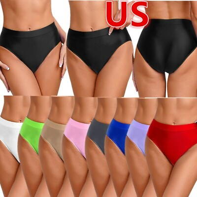 #ad US Womens Panties Silky Underwear Transparent Oil Shiny Glossy Mini Bikini Brief