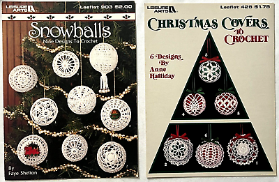 #ad 2 Crochet Patterns Books Lacy Snowballs amp; Christmas Tree Balls Covers Ornaments