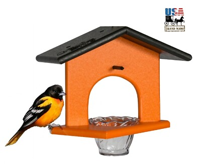 #ad ORIOLE BIRD FEEDER with Jelly Jar amp; Orange Spike Custom Poly Colors USA