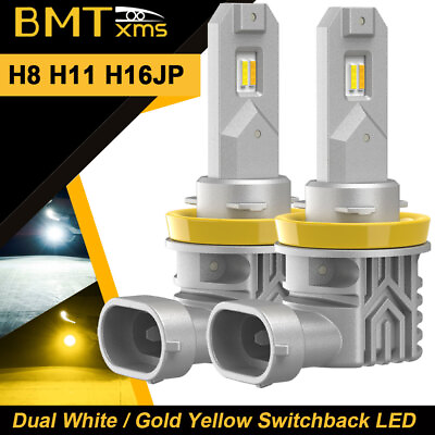 #ad Switchback LED Fog Light Bulb H11 H8 H16JP Yellow 3000K White 6000K Dual Color