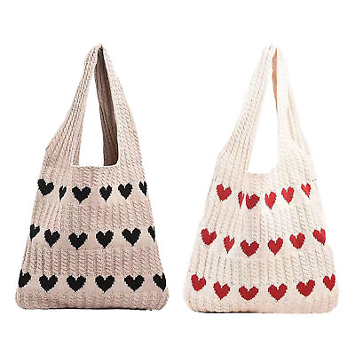 #ad Crochet Boho Tote Bag Aesthetic knitting Heart Shaped Shoulder Totebag handbag