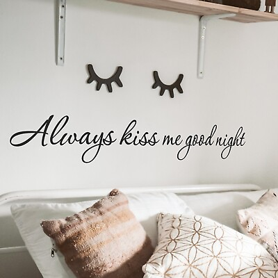 #ad Always kiss me goodnight wall decal love quote sticker for bedroom 36x5 inches