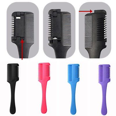 #ad 1PC Hairdressing Comb Haircut Brush Carbon Handle Hair Brushes with Razor Blade