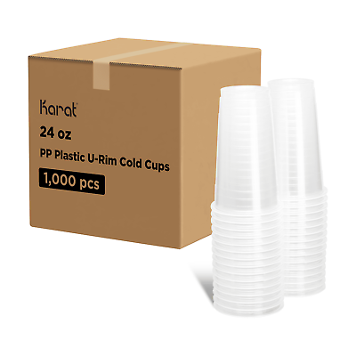 #ad Karat 24oz PP Plastic U Rim Cold Cups 95mm 1000 ct C1012 Karat