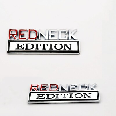 #ad 2pc REDNECK EDITION Chrome emblem Badges fits Chevy Toyota Ford Car Truck