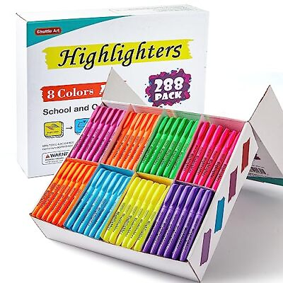 #ad 288 Pack Highlighters Highlighters Assorted Colors Set 8 Bright Colors Chis...