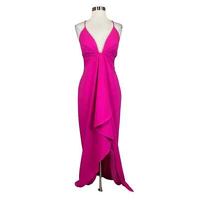 #ad Aidan Mattox Women#x27;s Formal Dress Size 12 Pink Backless High Low Evening Gown