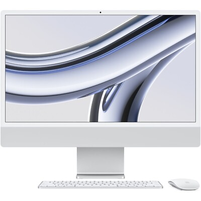 #ad Apple iMac 24quot; 256GB SSD Apple M3 8GB RAM 8 Core GPU Silver MQR93LL A