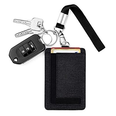 #ad Women Small Wristlet Keychain Wallet Slim Minimalist Lanyard Card Case Holder...