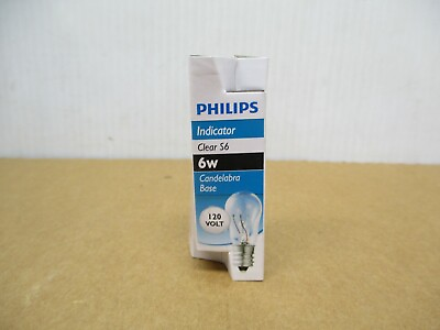 #ad Philips 6S6 6W 120V Clear Indicator amp; Sign Incandescent Light Bulb Lamp E12 Base