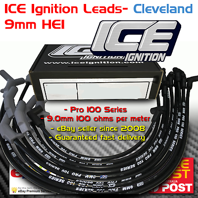 #ad ICE PRO 100 9mm Ignition Leads V8 Universal Straight Plug HEI Black