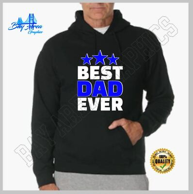 #ad BLACK Fleece Hooded Sweatshirt *BEST DAD EVER* FRONT DESIGN CLOTHING VINYL S 2XL