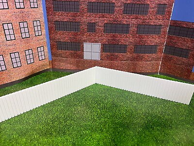 #ad O Scale Tall Fence for Yards Fields and More Two 6.5 inch White Sections