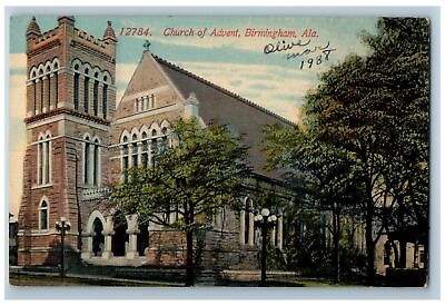 #ad c1910#x27;s Church Of Advent Building Tower Roadside Birmingham Alabama AL Postcard