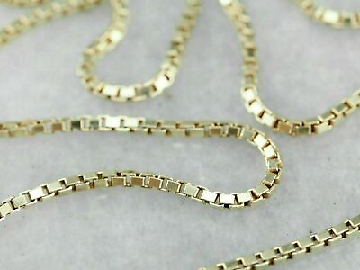 #ad 14K Solid Yellow Gold Box Chain Necklace Made In Italy
