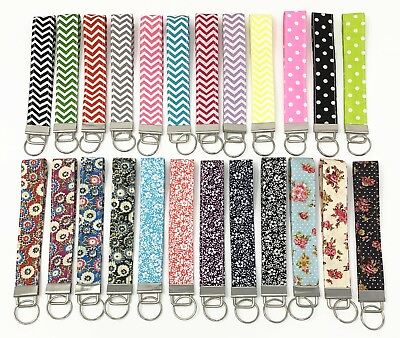#ad Custom Fabric Wristlet Key Fob key chain Flower Chevron Polka Dots Pattern