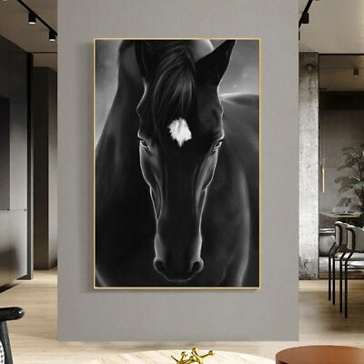#ad Black and White Horse Canvas Painting Wall Art Decor Poster Canvas Prints Mural