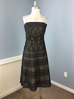 #ad Ann Taylor Loft Xs 2 Black lace Strapless Cocktail Party Dress Euc cute Midi