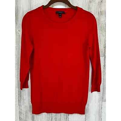 #ad J Crew Womens Red Orange Sweater Size XS Merino Wool 3 4 Sleeve