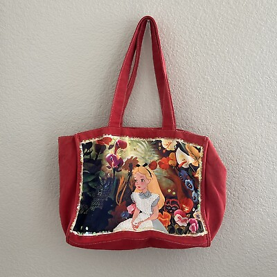 #ad Disney Alice in Wonderland Tote Bag Canvas Purse Sequins Beaded Y2k 90s