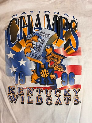 #ad Vintage Tshirt 1996 Kentucky Wildcats UK National Champions Size L Single Stitch
