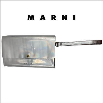 #ad Marni Metallic Silver Clutch Bag