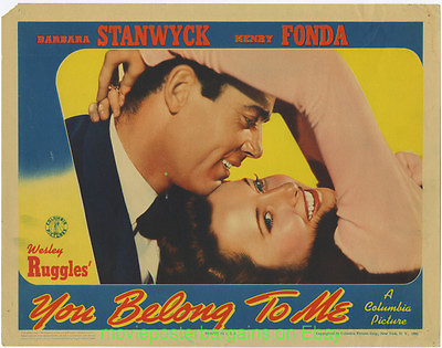 #ad YOU BELONG TO ME Lobby Card Size 11x14 Inch Movie Poster BARBARA STANWYCK 1941