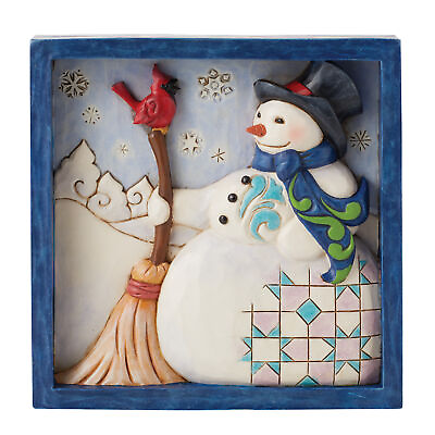 #ad Enesco Jim Shore Heartwood Creek Snowman with Broom Decorative Plaque 6.5 Inch