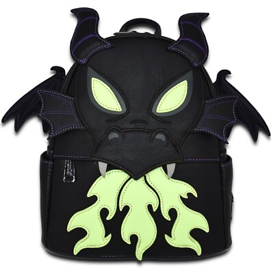 #ad BNWT Loungefly Maleficent Dragon Scales Glow In The Dark Backpack WINGS OPEN🐉