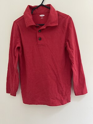#ad Old Navy Toddler Boy Solid Red Cotton Blend Long Sleeve Polo Shirt Robbie Red 5T