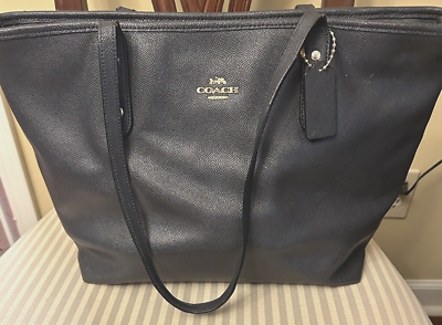 #ad COACH City Tote Navy Pebble Leather Large