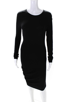 T Alexander Wang Womens Scoop Neck Long Sleeve Solid Midi Dress Black Size XS