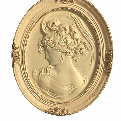 #ad Vintage Oval Turner Wall Accessory West East Wind Lady Cameo Portrait USA