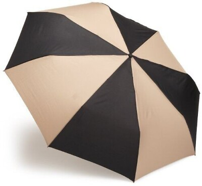 #ad NWT Totes Auto Open Close Golf Size Canopy Umbrella One Size Black British Tan