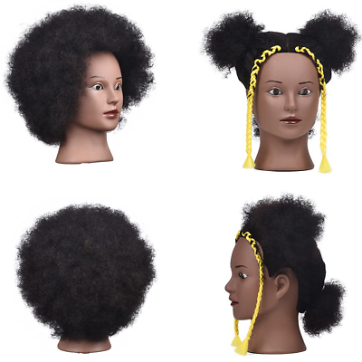 #ad African Mannequin ad with 100% Human Hair Afro Curly Cosmetology Manican Mannequ