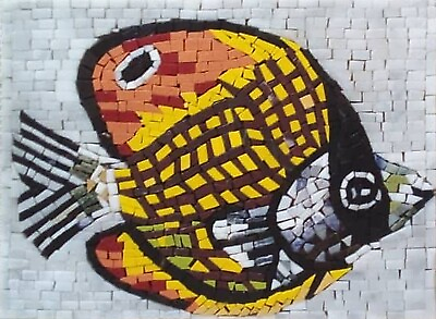 #ad Mosaic Marble Cute Small Fish Handmade ANIMAL Design Tile 12x9 Inches