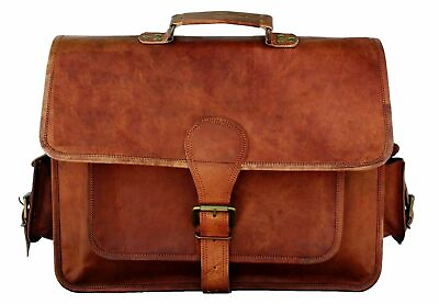 18quot; Large Leather messenger bag for men shoulder bag mens Laptop briefcase bag
