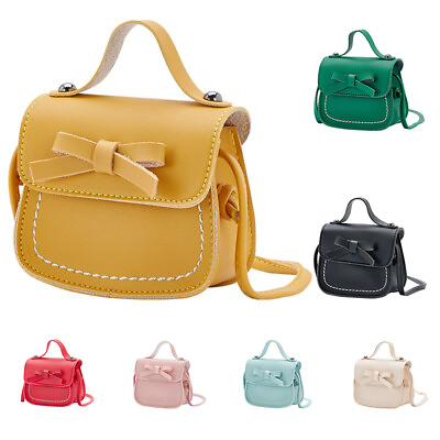 #ad 1PC Child Girl PU Bow Handbag Crossbody Messenger Shoulder Bag Wallet Purse