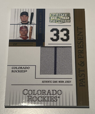 #ad Larry Walker 2005 Donruss Prime Patches GAME USED PIN STRIPE RELIC 250 HOF