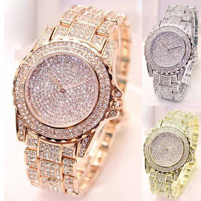 #ad Women Diamond Stainless Steel Analog Quartz Wrist Watch Vogue Dress Watches Gift