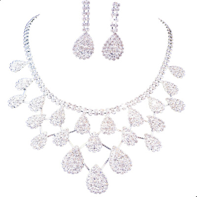 #ad Rhinestone Necklace Bride Earring Jewelry Necklaces Wedding