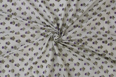 #ad Indian Hand block Big Floral Fabric Running Cotton Craft By Voile Cotton Fabric