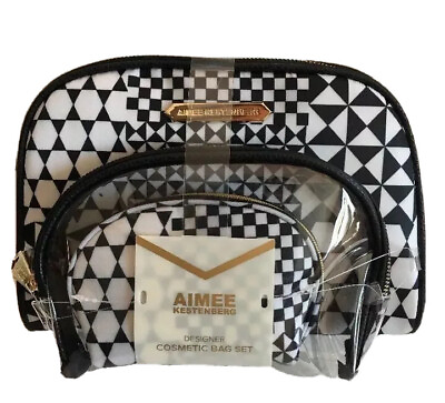 Aimee Kestenberg CHELSEA 3 Piece Set OPTIC TILES DESIGNER Cosmetic Bag $21.50