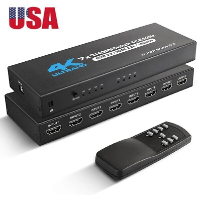 #ad HDMI Switch 7 in 1 Out 7 Port HDMI Switcher Box with IR Remote Support HDR US